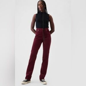 GAP Burgundy 90s Straight High Rise Corduroy Pants